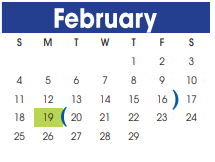 District School Academic Calendar for William Velasquez for February 2024