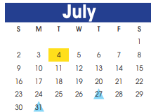 District School Academic Calendar for Travis Elementary for July 2023