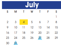 District School Academic Calendar for Juvenile Detent Ctr for July 2023