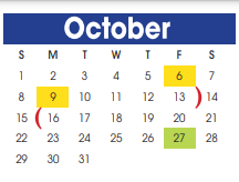 District School Academic Calendar for Alternative Learning Center for October 2023