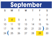 District School Academic Calendar for Travis Elementary for September 2023