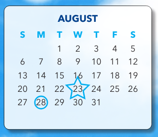 District School Academic Calendar for Hill Center for August 2023