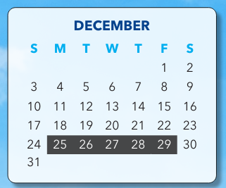 District School Academic Calendar for Bingham School for December 2023
