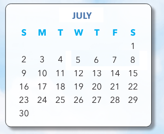 District School Academic Calendar for Bingham School for July 2023