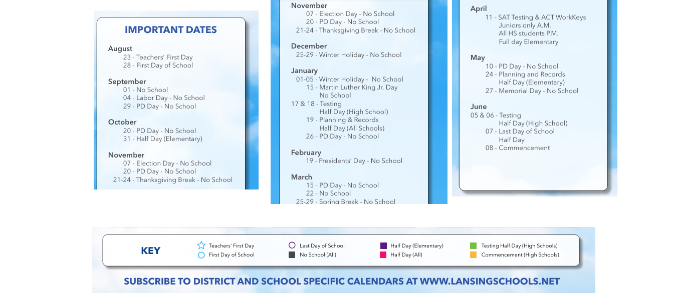 District School Academic Calendar Key for Bingham School