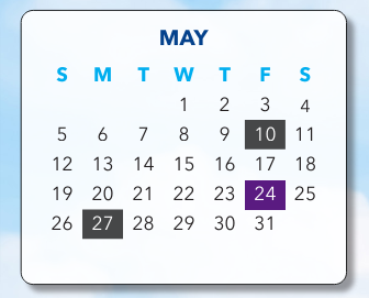 District School Academic Calendar for Hill Center for May 2024