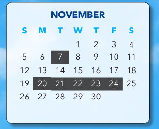 District School Academic Calendar for Bingham School for November 2023