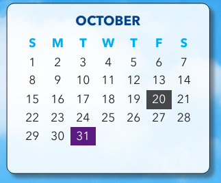 District School Academic Calendar for Hill Center for October 2023