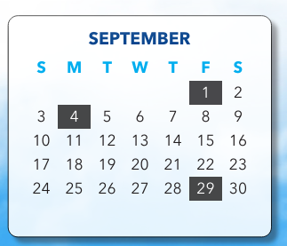 District School Academic Calendar for J.W. Sexton High School for September 2023