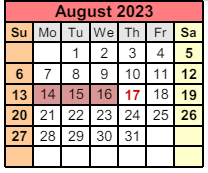 District School Academic Calendar for Laporte High School for August 2023