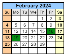 District School Academic Calendar for Laporte High School for February 2024