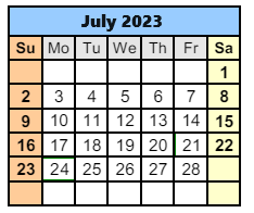 District School Academic Calendar for Laporte High School for July 2023
