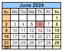 District School Academic Calendar for Laporte High School for June 2024