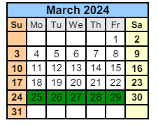 District School Academic Calendar for Laporte High School for March 2024