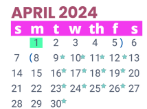 District School Academic Calendar for Pierce Elementary School for April 2024