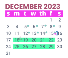 District School Academic Calendar for Dovalina Elementary School for December 2023