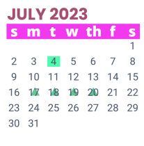 District School Academic Calendar for D D Hachar Elementary School for July 2023
