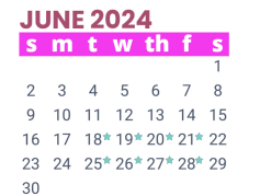 District School Academic Calendar for J C Martin Jr Elementary School for June 2024