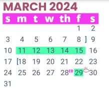 District School Academic Calendar for Pierce Elementary School for March 2024