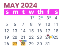 District School Academic Calendar for Pierce Elementary School for May 2024