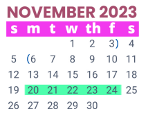 District School Academic Calendar for Pierce Elementary School for November 2023