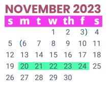 District School Academic Calendar for H B Zachry Elementary School for November 2023