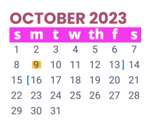 District School Academic Calendar for H B Zachry Elementary School for October 2023