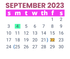 District School Academic Calendar for Bruni Elementary School for September 2023