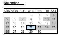 District School Academic Calendar for John R Rollins for November 2023