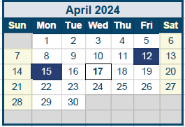 District School Academic Calendar for Quail Run Elementary for April 2024