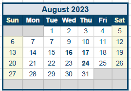 District School Academic Calendar for Quail Run Elementary for August 2023