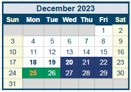 District School Academic Calendar for Quail Run Elementary for December 2023