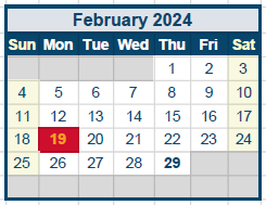 District School Academic Calendar for Quail Run Elementary for February 2024