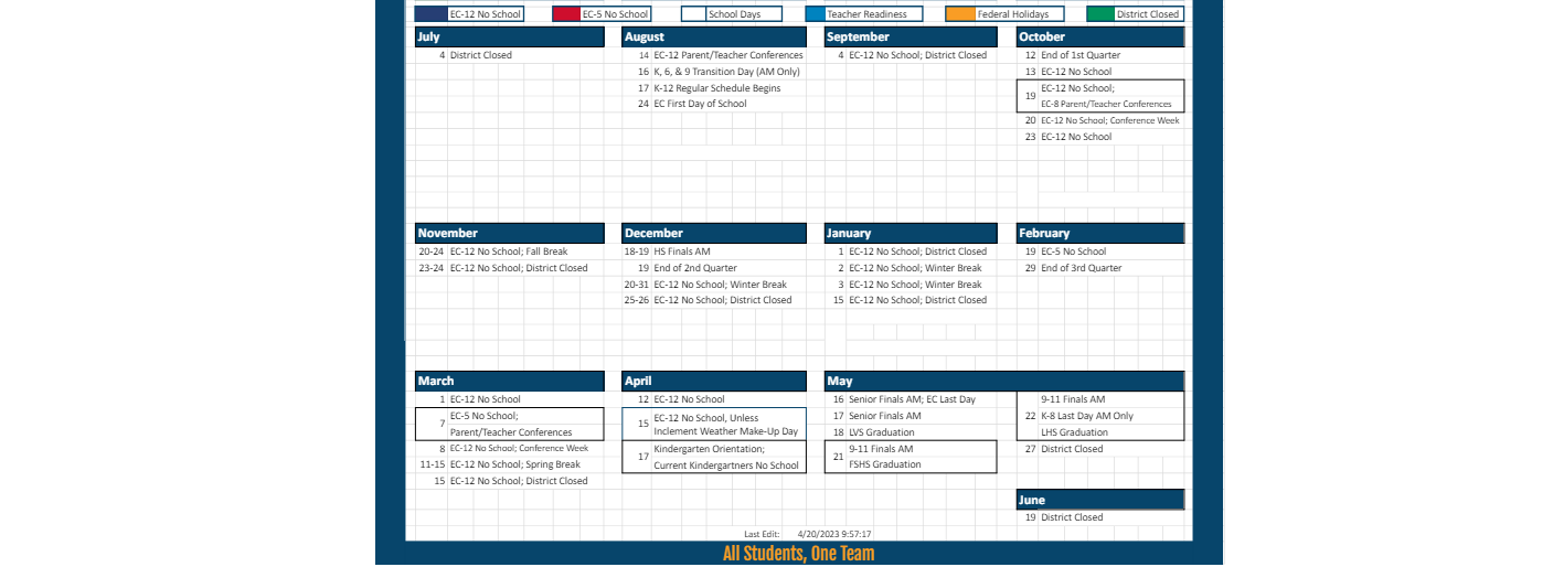 District School Academic Calendar Key for Quail Run Elementary