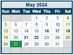 District School Academic Calendar for Quail Run Elementary for May 2024