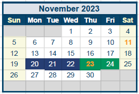 District School Academic Calendar for Quail Run Elementary for November 2023