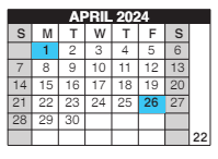 District School Academic Calendar for Douglass Learning Ctr for April 2024
