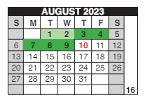 District School Academic Calendar for Douglass Learning Ctr for August 2023