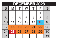 District School Academic Calendar for Pioneer Park Es for December 2023
