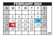 District School Academic Calendar for Pioneer Park Es for February 2024
