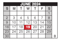 District School Academic Calendar for Douglass Learning Ctr for June 2024