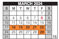 District School Academic Calendar for Douglass Learning Ctr for March 2024