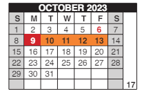 District School Academic Calendar for Pioneer Park Es for October 2023