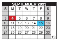 District School Academic Calendar for Douglass Learning Ctr for September 2023