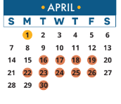 District School Academic Calendar for Block House Creek Elementary School for April 2024