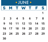 District School Academic Calendar for Westside Elementary for June 2024