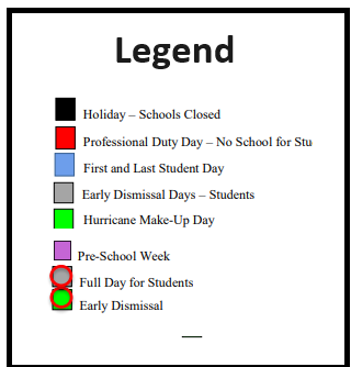 District School Academic Calendar Legend for Alva Elementary School