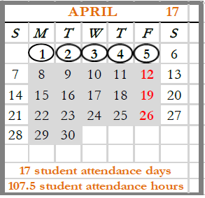 District School Academic Calendar for Bernard C. Campbell Middle for April 2024
