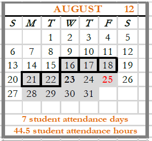 District School Academic Calendar for Bernard C. Campbell Middle for August 2023