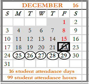 District School Academic Calendar for Bernard C. Campbell Middle for December 2023